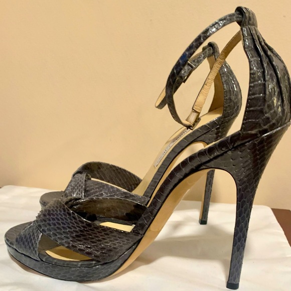 Jimmy Choo Greta Snakeskin Leather Anklestrap heels - Picture 7 of 7